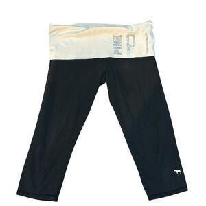 Y2K Victoria's Secret Pink Fold Over Crop Yoga Pants Lowrise Womens Medium Bling